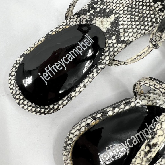 JEFFREY CAMPBELL Shoes Women 7.5 Black Snake Myron Slingback Flat Pointy Leather - Picture 7 of 10